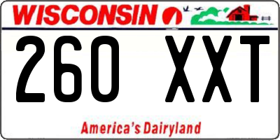 WI license plate 260XXT