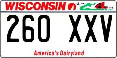 WI license plate 260XXV