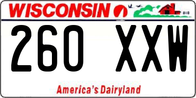 WI license plate 260XXW