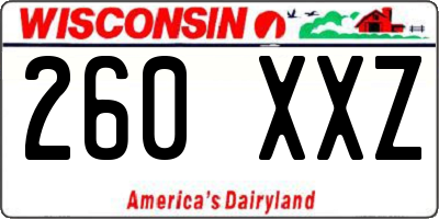 WI license plate 260XXZ