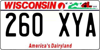 WI license plate 260XYA