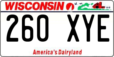 WI license plate 260XYE