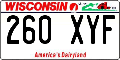 WI license plate 260XYF