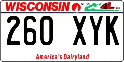 WI license plate 260XYK