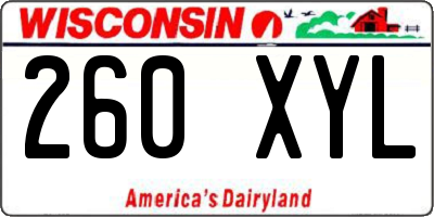 WI license plate 260XYL