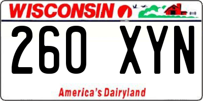 WI license plate 260XYN