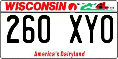 WI license plate 260XYO