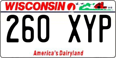 WI license plate 260XYP