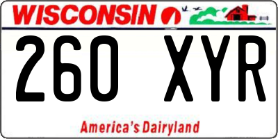 WI license plate 260XYR