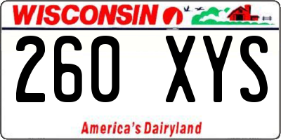 WI license plate 260XYS