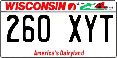 WI license plate 260XYT