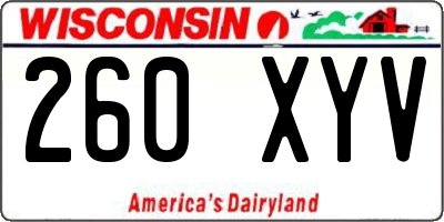 WI license plate 260XYV