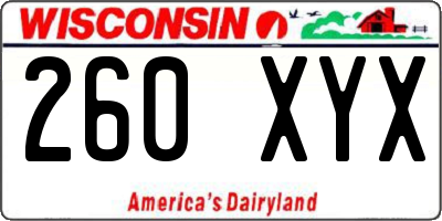 WI license plate 260XYX