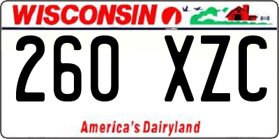 WI license plate 260XZC