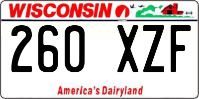 WI license plate 260XZF
