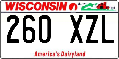 WI license plate 260XZL
