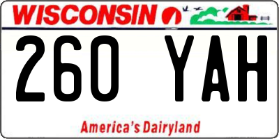WI license plate 260YAH