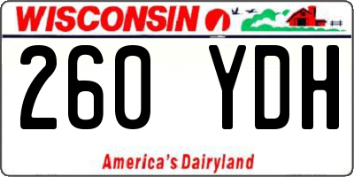 WI license plate 260YDH