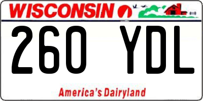 WI license plate 260YDL