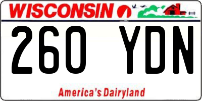 WI license plate 260YDN