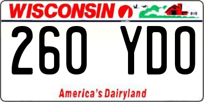 WI license plate 260YDO