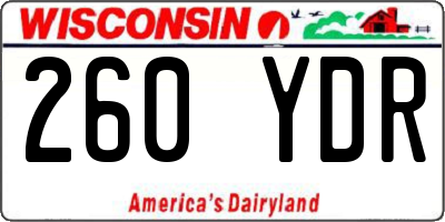 WI license plate 260YDR