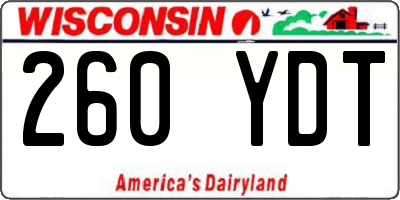 WI license plate 260YDT
