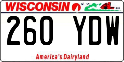 WI license plate 260YDW