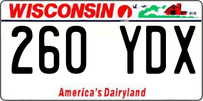 WI license plate 260YDX