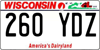 WI license plate 260YDZ