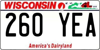 WI license plate 260YEA