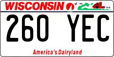 WI license plate 260YEC