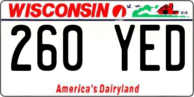 WI license plate 260YED