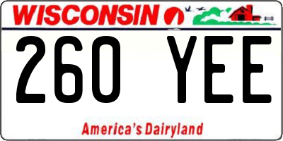 WI license plate 260YEE