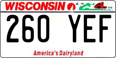 WI license plate 260YEF
