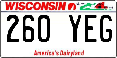 WI license plate 260YEG