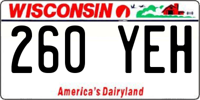 WI license plate 260YEH