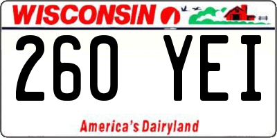 WI license plate 260YEI