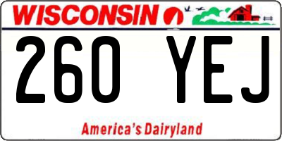 WI license plate 260YEJ