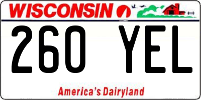 WI license plate 260YEL