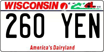 WI license plate 260YEN