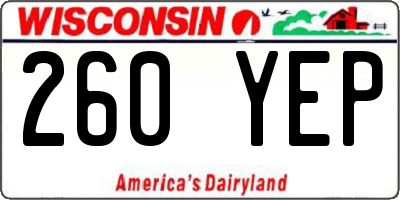 WI license plate 260YEP