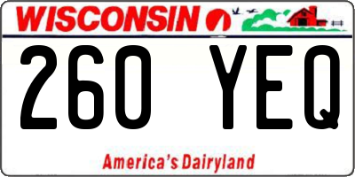 WI license plate 260YEQ