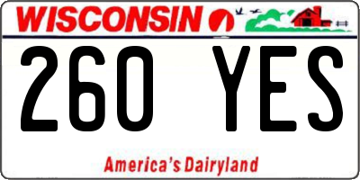 WI license plate 260YES