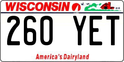 WI license plate 260YET