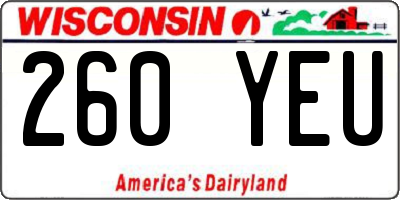 WI license plate 260YEU