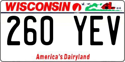 WI license plate 260YEV
