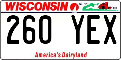 WI license plate 260YEX