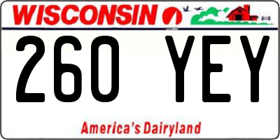 WI license plate 260YEY