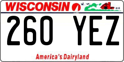 WI license plate 260YEZ